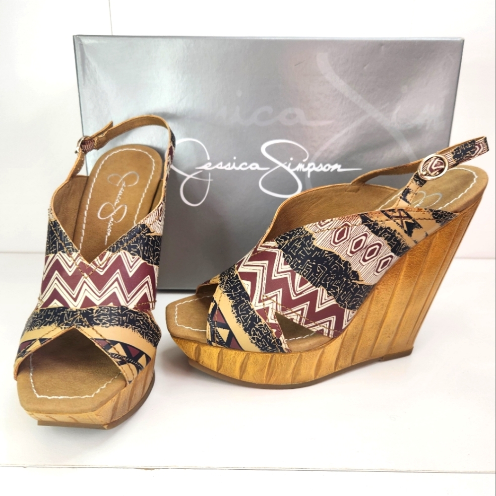 Jessica Simpson wedge peep toe sandals 7.5